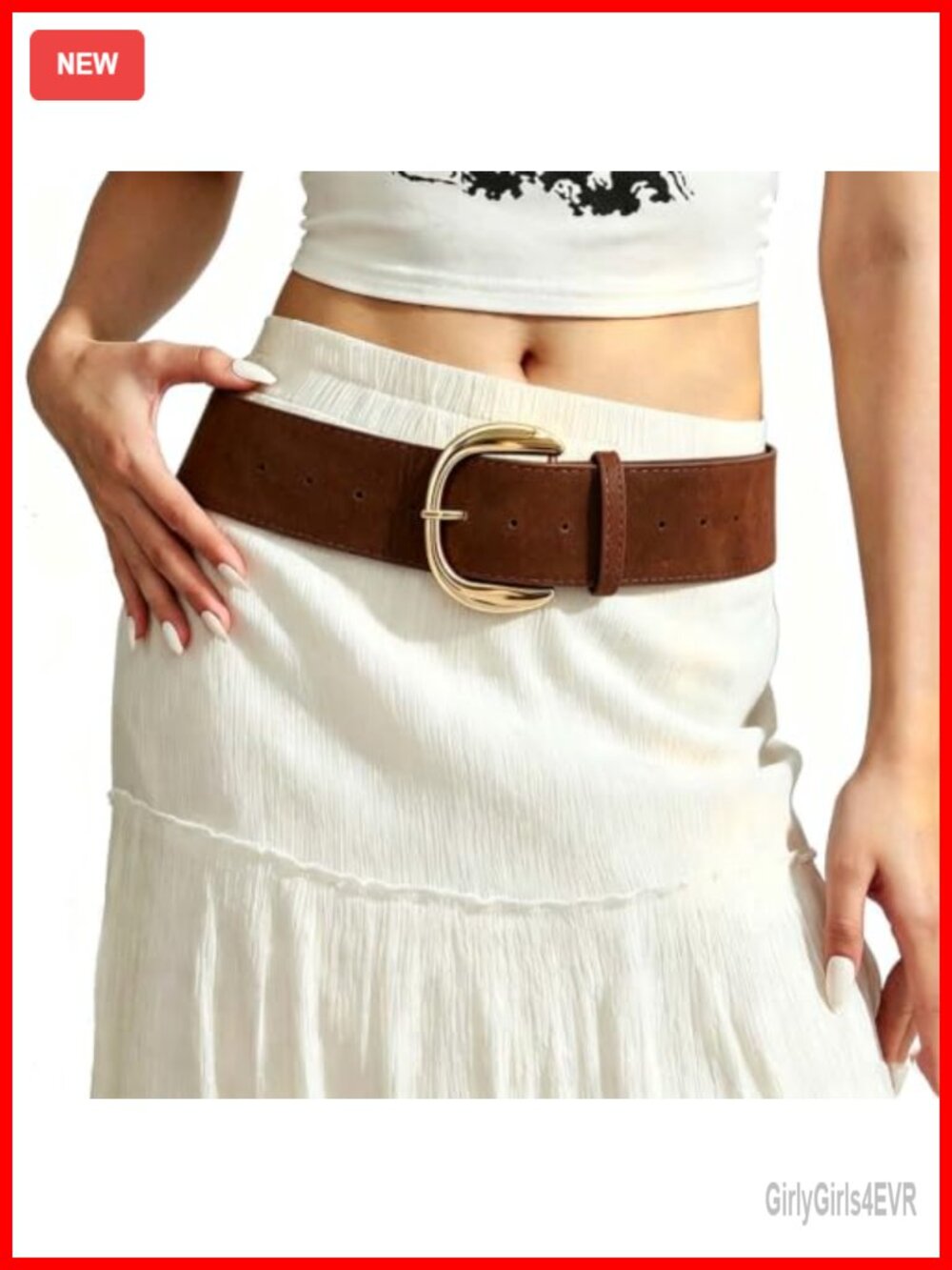 Women Chunky Wide Suede Faux Leather Waist Belt Big Metal Buckle